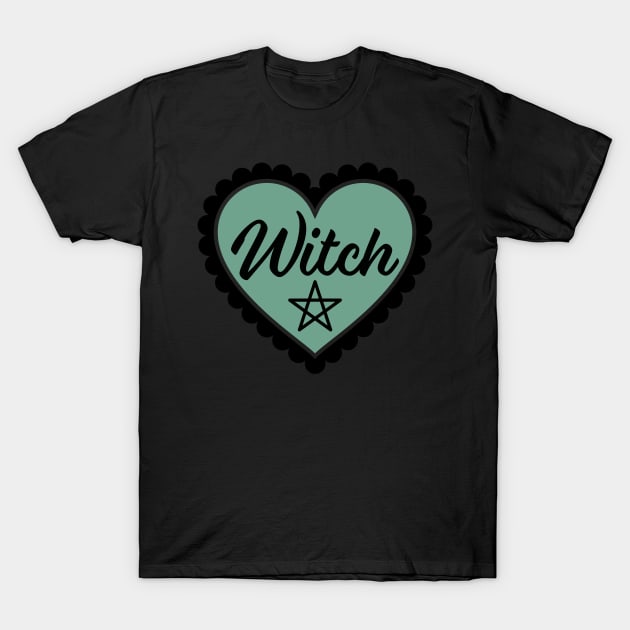 Green Witch Heart T-Shirt by UndrDesertMoons